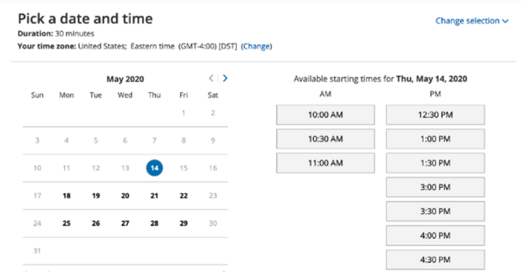 Screenshot of the Schedule Once scheduling tool